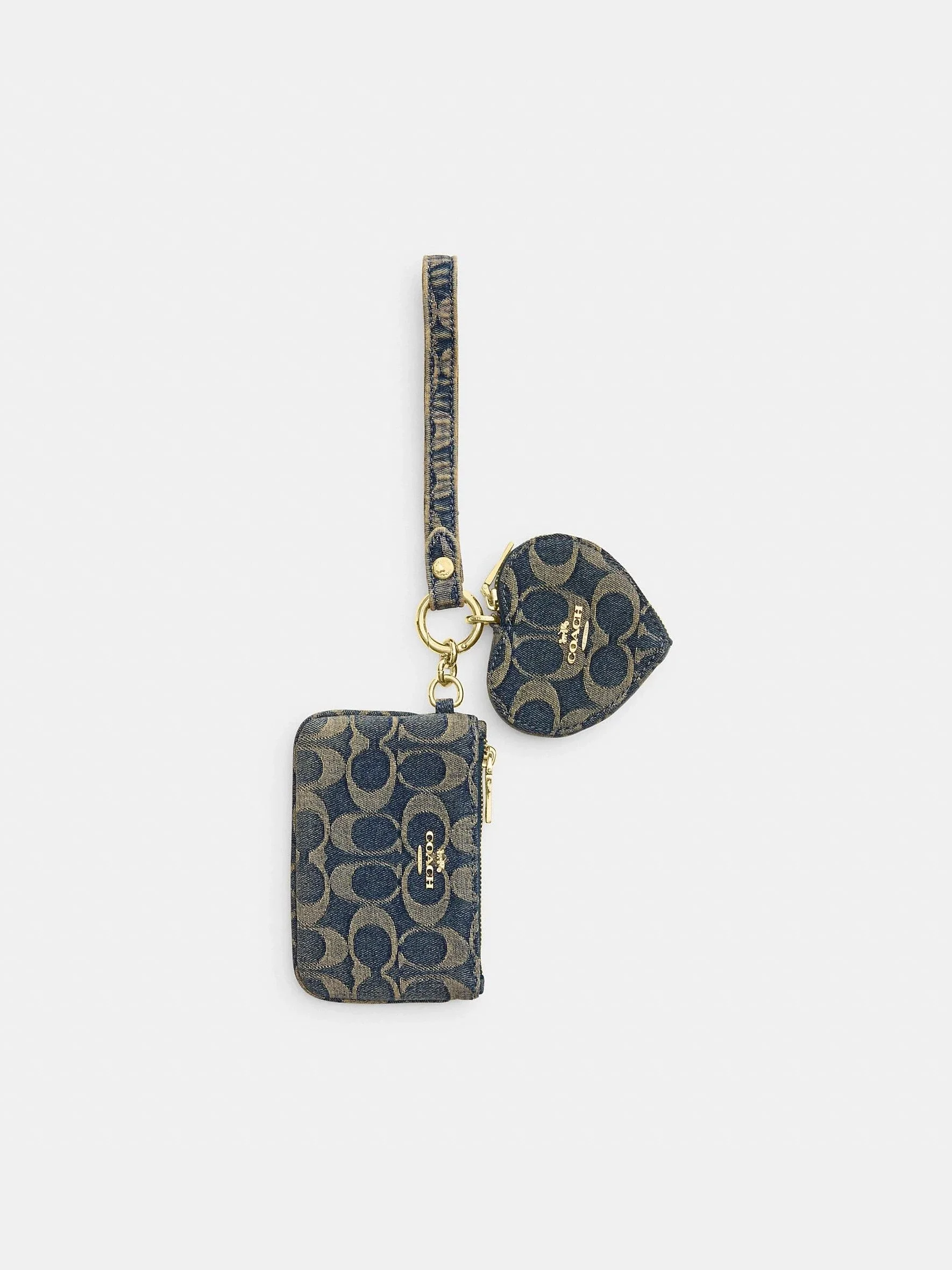Set de Monedero de Muñeca y Estuche de Corazón en Denim Signature
